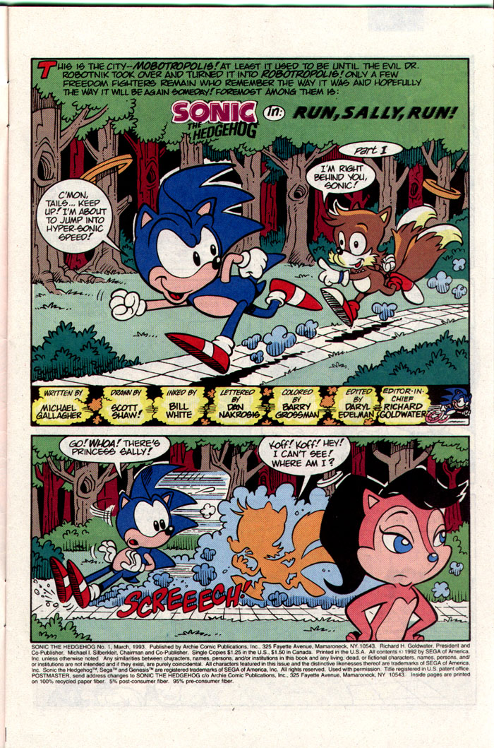 Sonic - Archie Adventure Series March 1993 Page 1